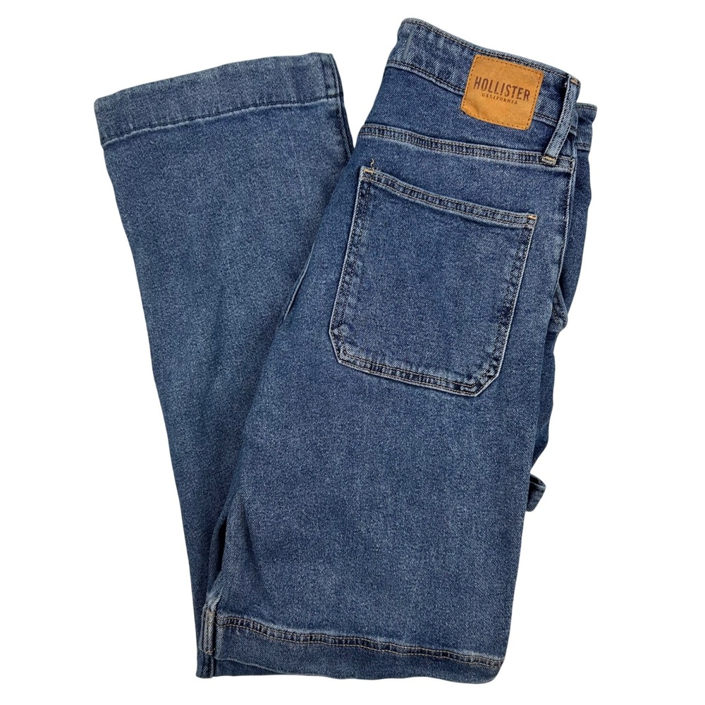 Hollister Ultra High-Rise Dad Jean Medium Wash Carpenter Denim Pants 7R W28 L30